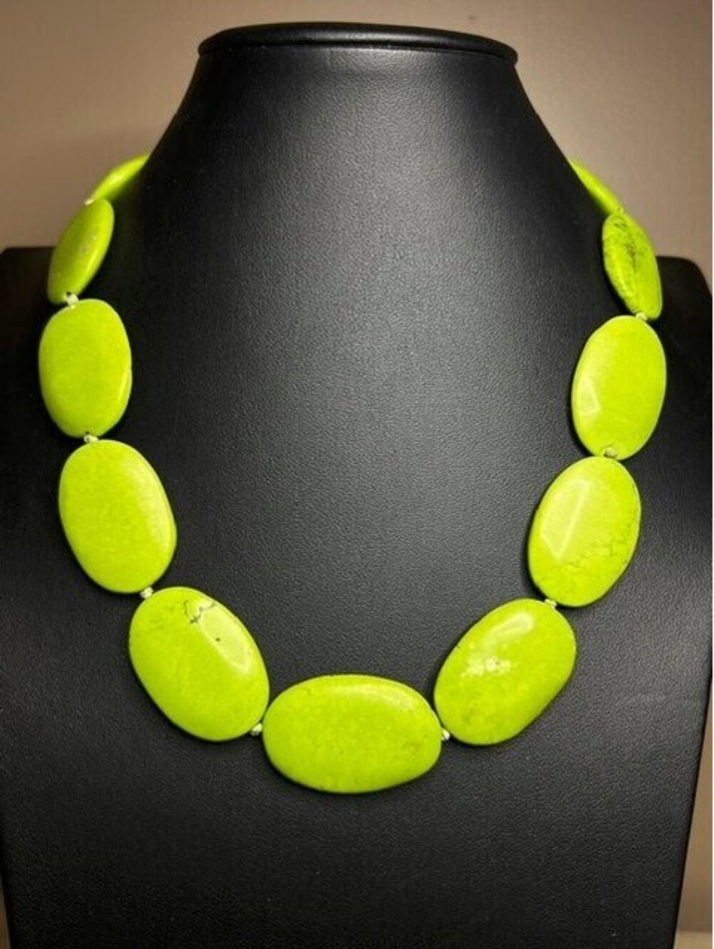 B7198 Chunky Statement Green Turquoise Statement Necklace 20" Boho 112g